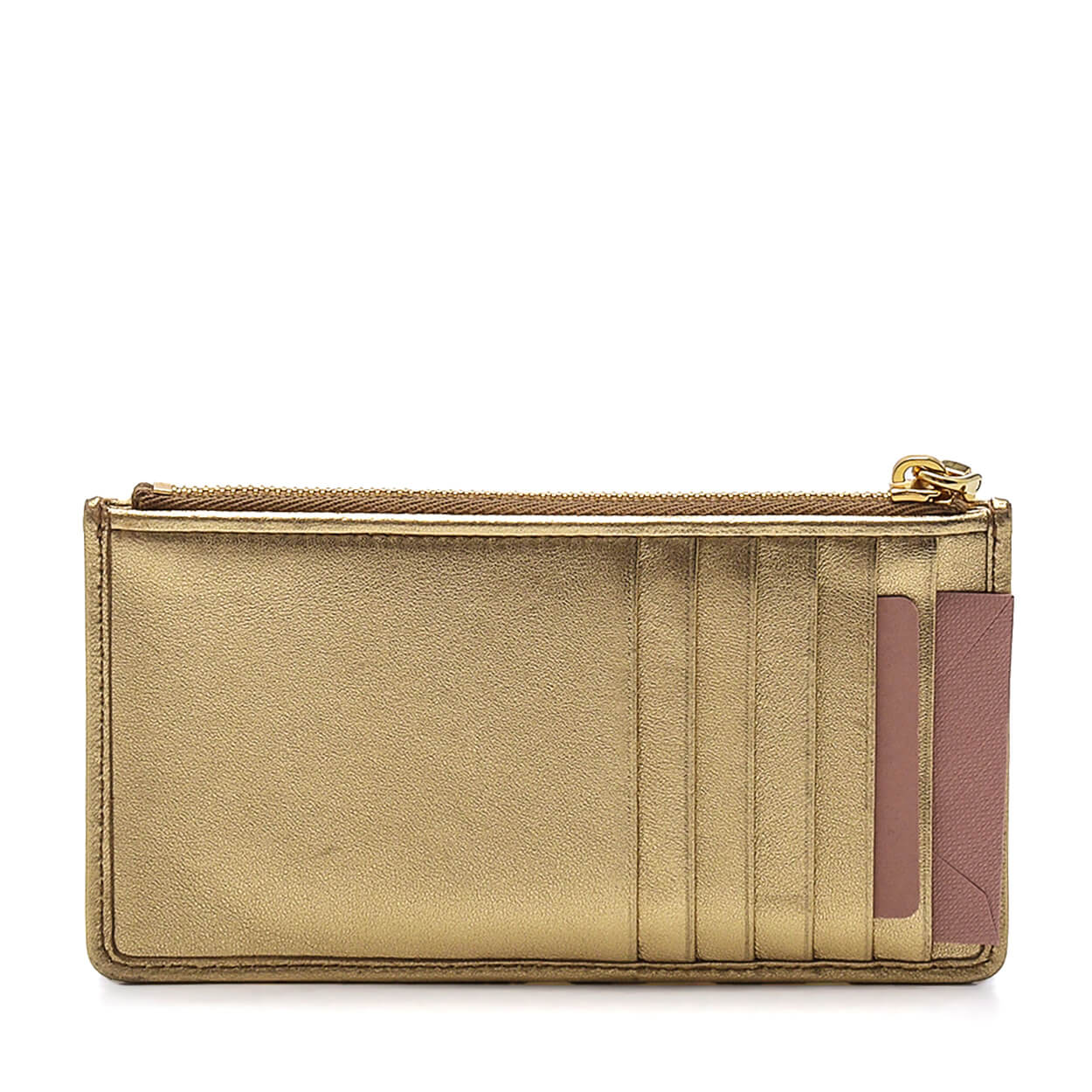 Miu Miu - Gold Gaufre Matelasse Leather Wallet 